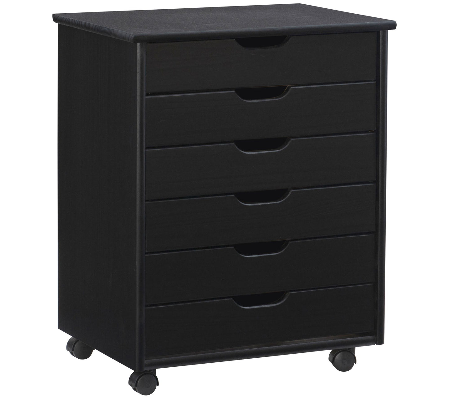 Linon Home Karla Wide 6-Drawer Rolling Cart