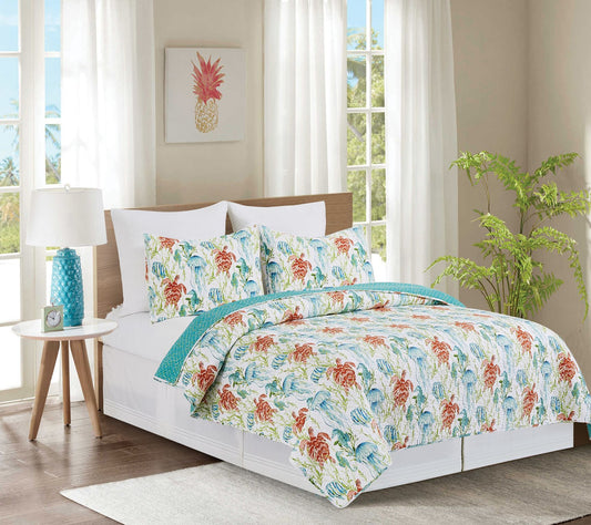 Paradise Sound 3-Piece Cotton King Quilt Set byValerie