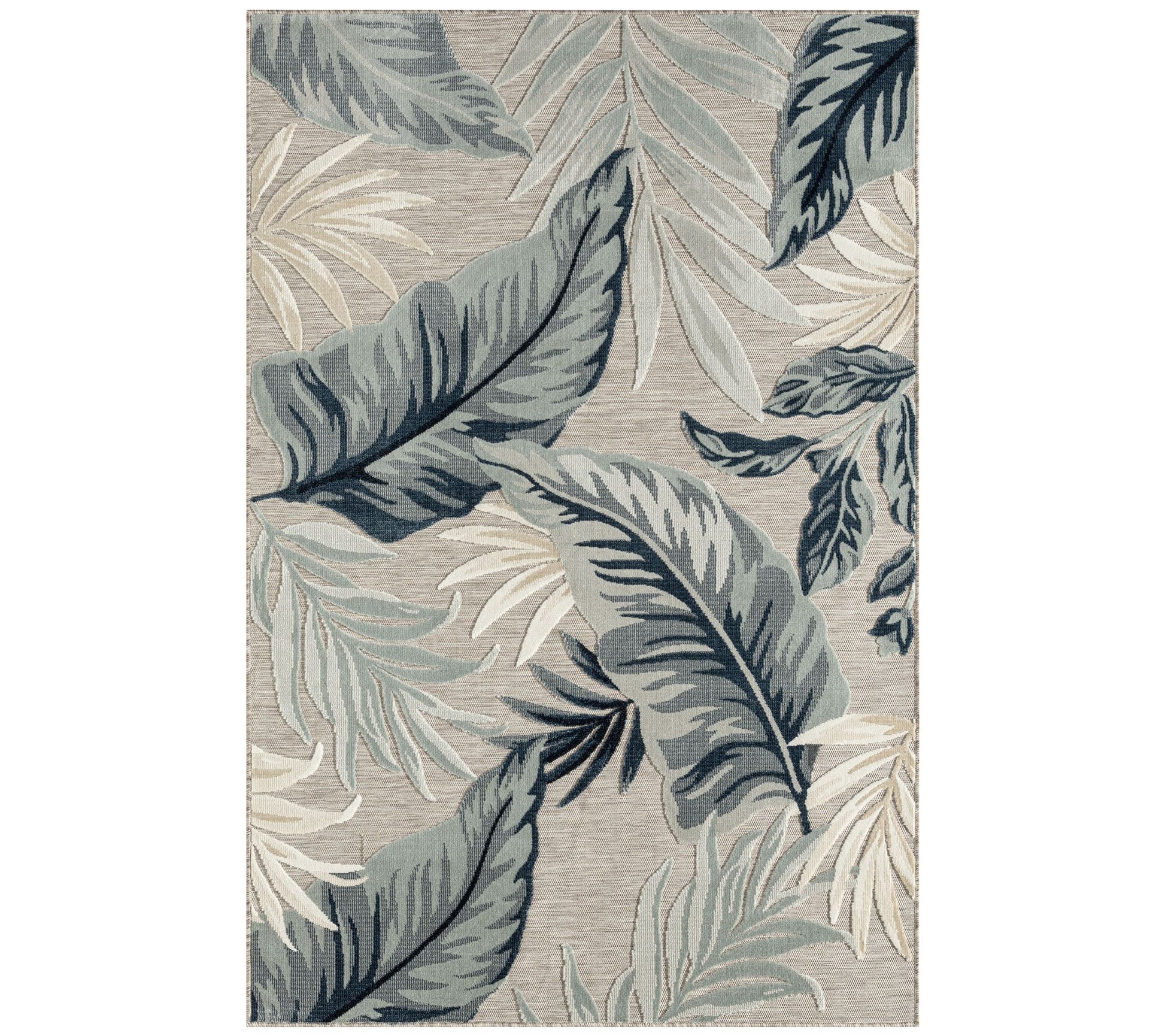 Ox Bay Botanical 5' x 7'  Blue Taupe Indoor Outdoor Area Rug