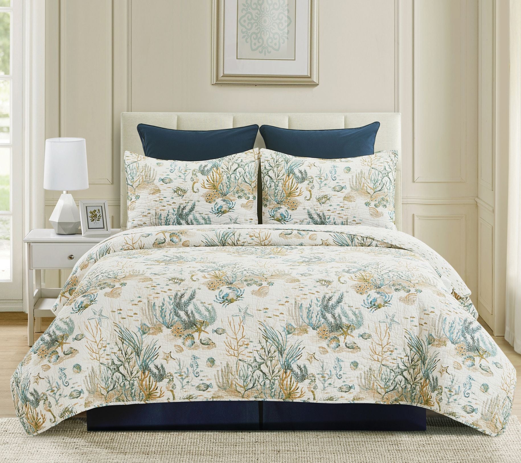 Cerulean Shores 2-Piece Cotton Twin Quilt Set by Valerie