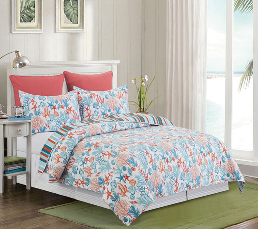 Tangerine Coast 3-Piece Cotton King Quilt Set by Valerie