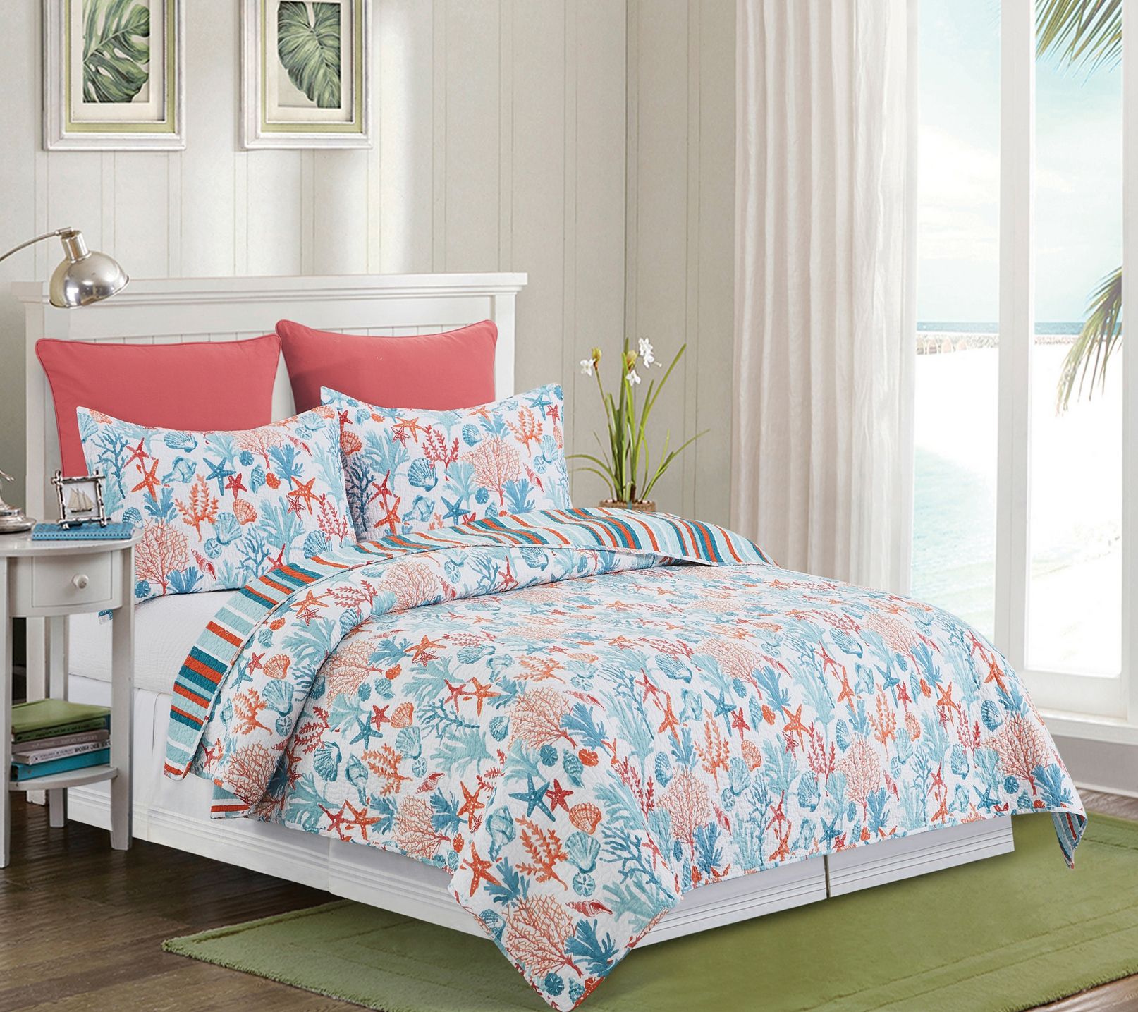 Tangerine Coast 2-Piece Cotton Twin Quilt Set by Valerie