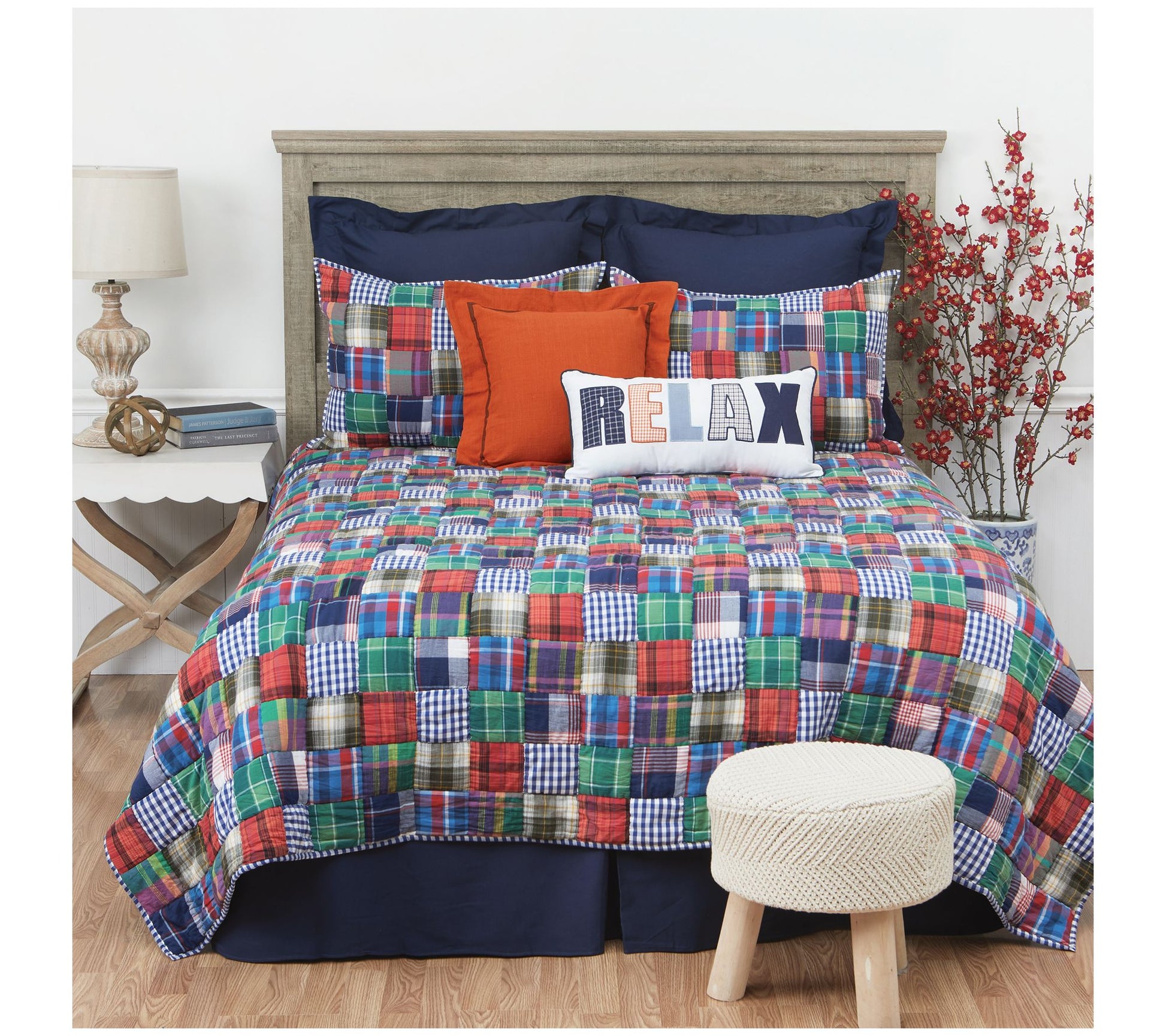102" x 118" Madras Plaid 1-Piece Queen Bedspread by Valerie