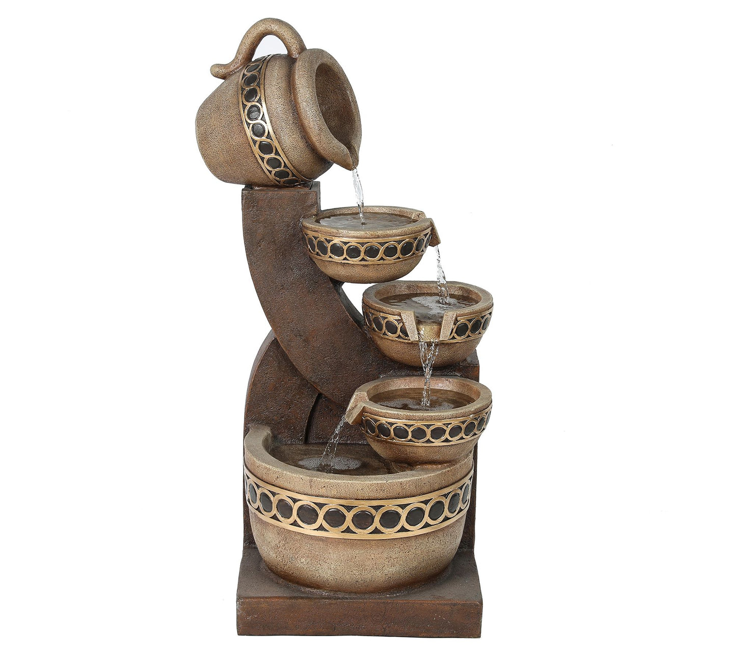 Luxen Home Resin Cascading Pitchers Outdoor Fountain