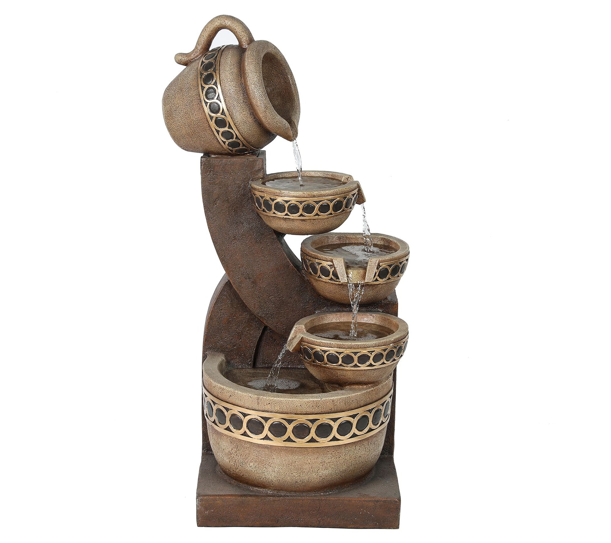 Luxen Home Resin Cascading Pitchers Outdoor Fountain