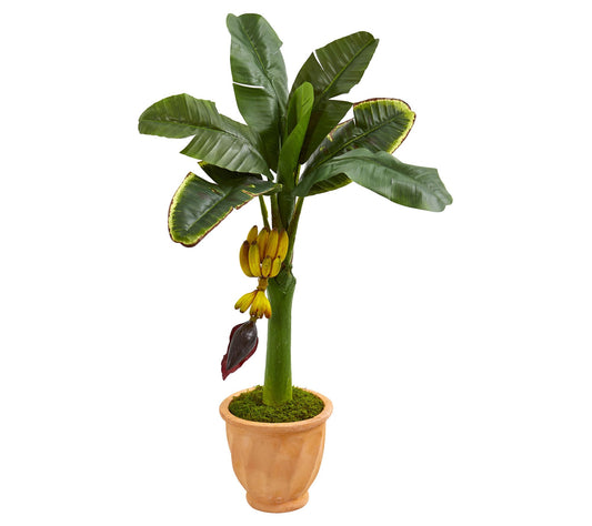 Nearly Natural 3' Banana Artificial Tree in Terracotta Planter