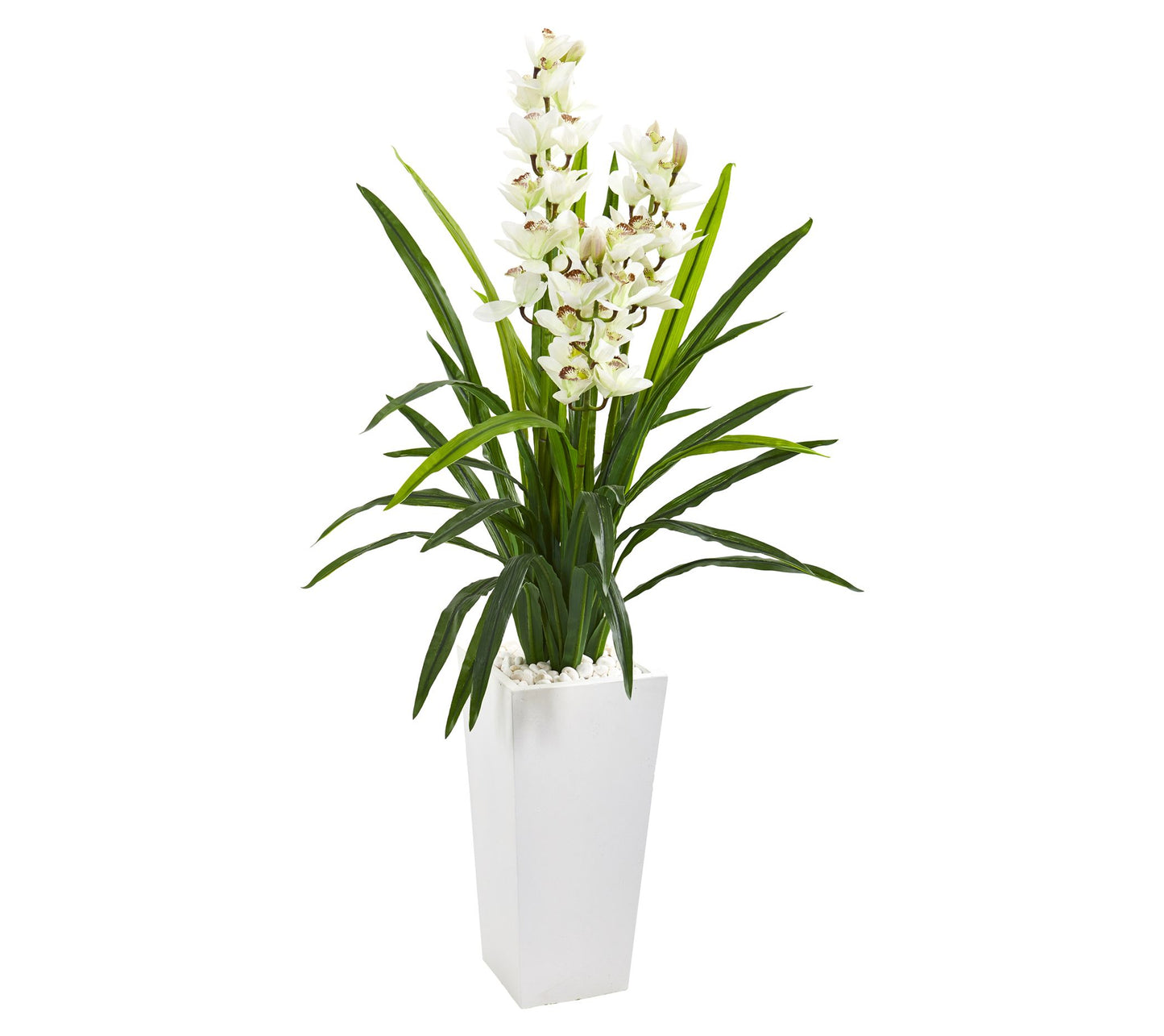 Nearly Natural 4.5' Cymbidium Orchid Plant inTower Planter