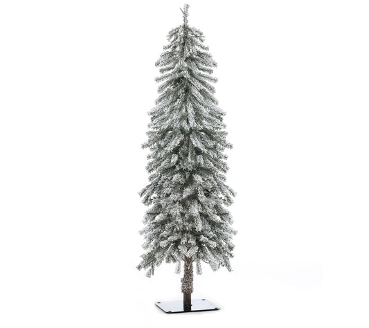 LuxenHome Set of 3 Pre-Lit Flocked Artificial C hristmas Trees