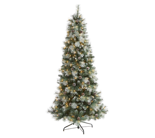 Nearly Natural 7' Frosted Tip Christmas Tree /400 Clear