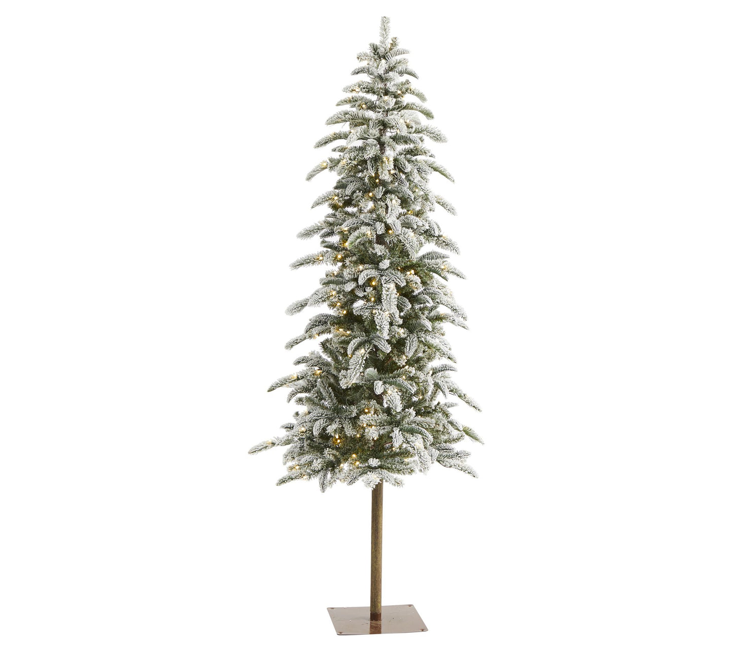 Nearly Natural 6.5' Flocked Alpine Christmas Tree w/250 Lights