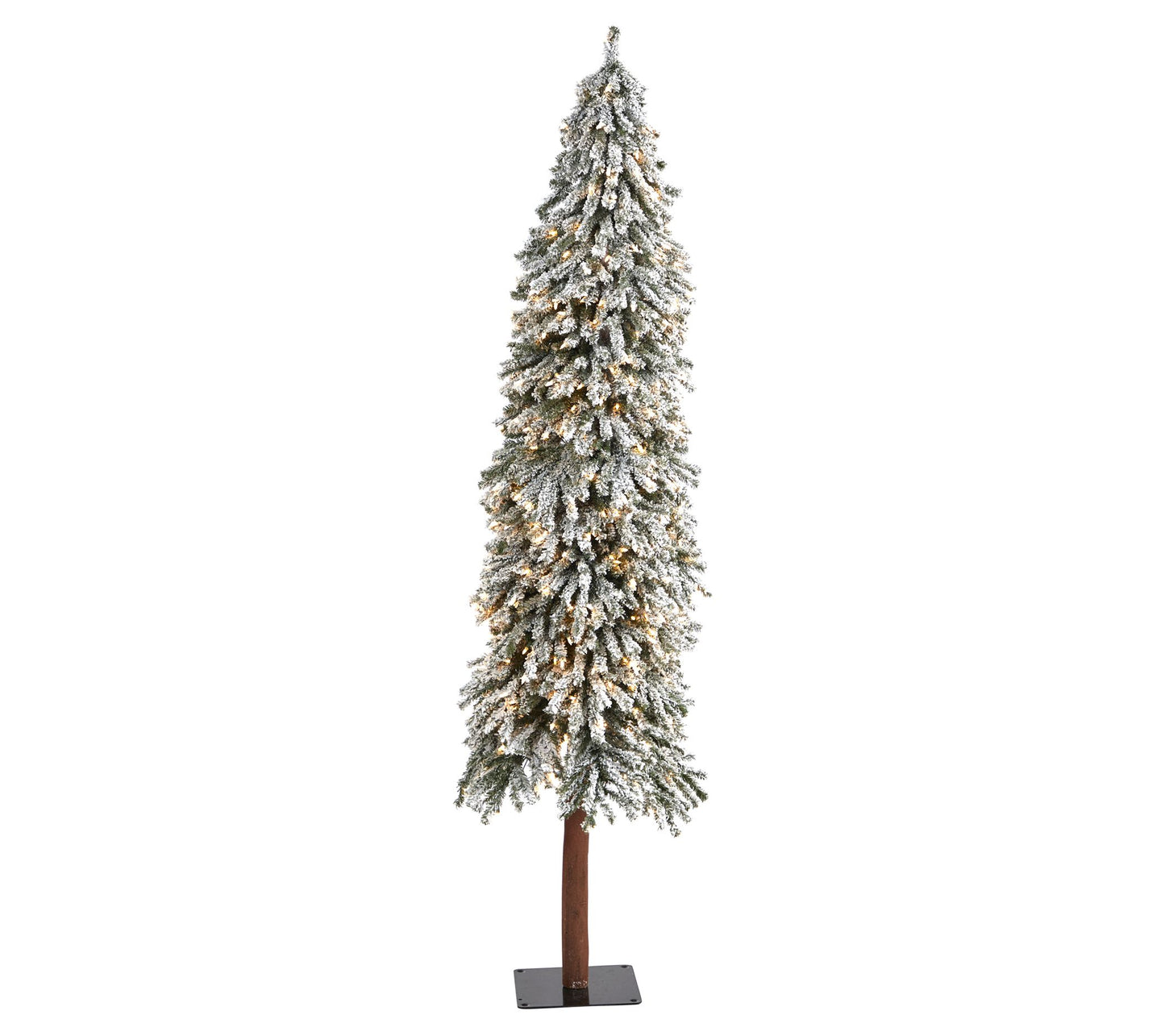 Nearly Natural 7' Flocked Alpine Christmas Tree w/ 400 Clear