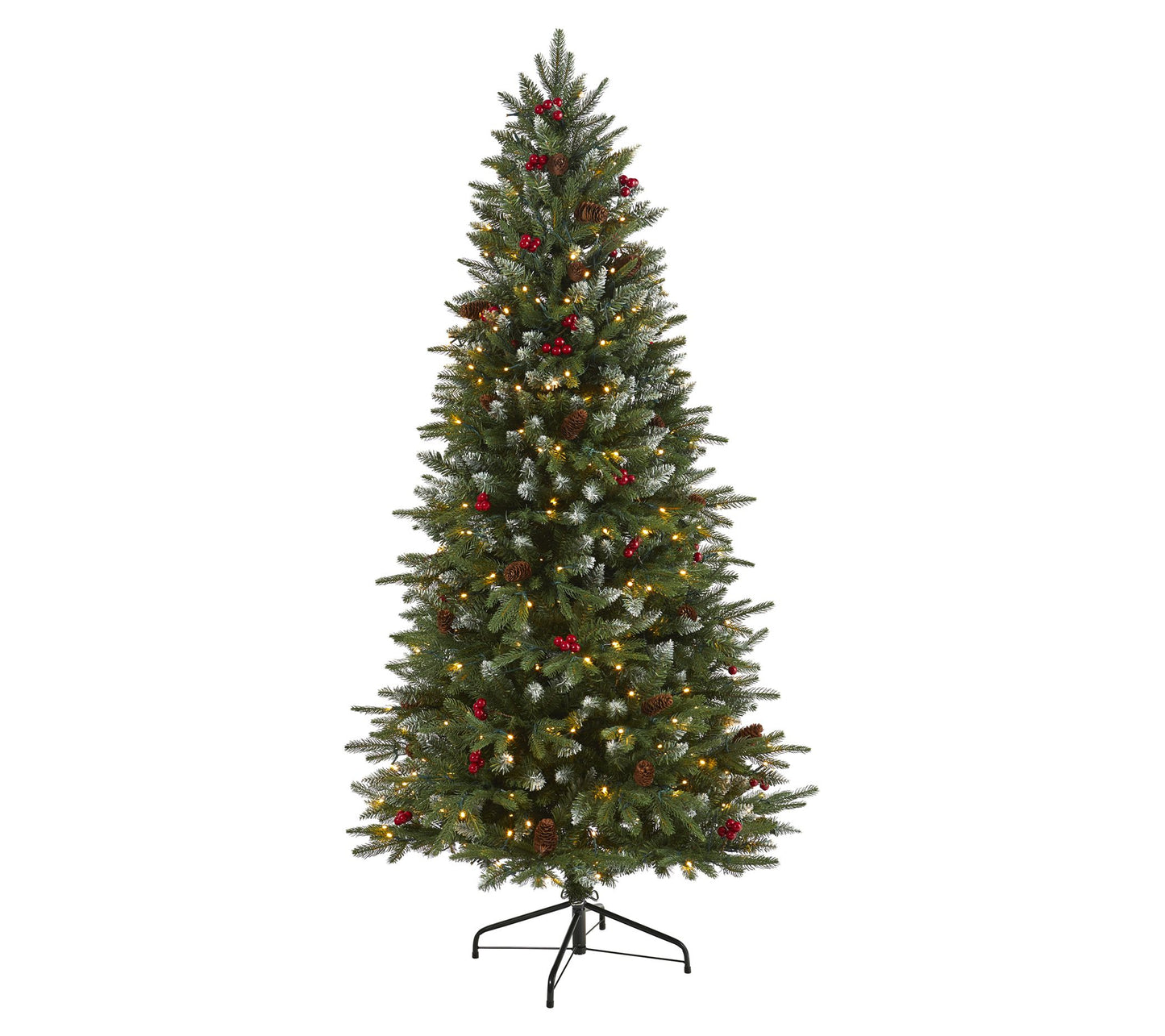 Nearly Natural 6' Snow Tipped Christmas Tree w/300 Clear LED