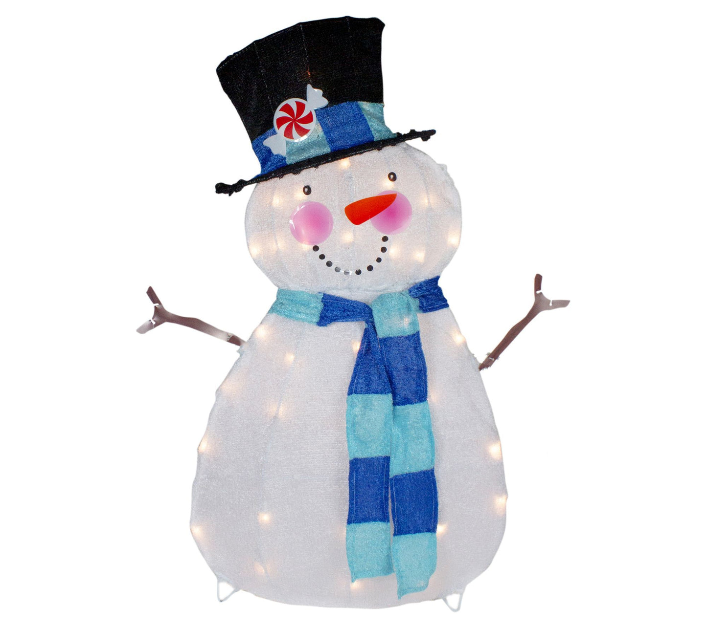 Northlight 32" White and Blue Chenille Snowmanutdoor Decor
