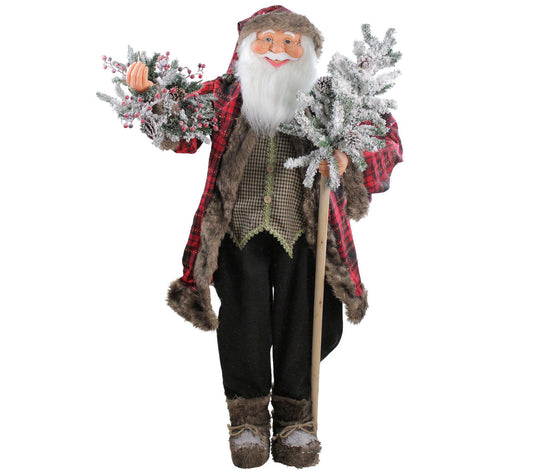 Northlight 5' Standing Santa Figurine w/ Flocked Alpine Tree