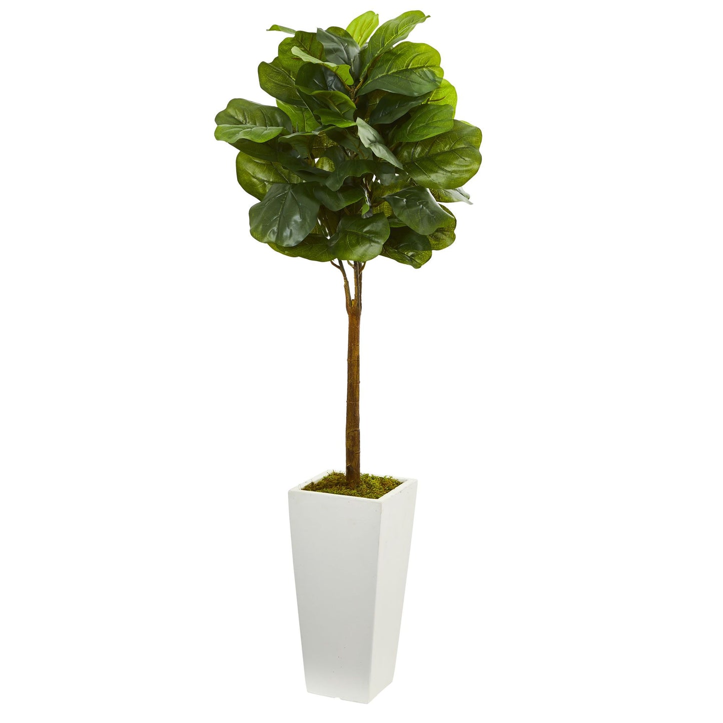 4' Fiddle Leaf Tree in White Tower Planter byNearly Natural