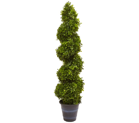 4' Boxwood Spiral Topiary Tree in Planter  by Nearly Natural