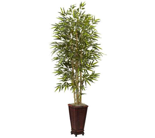 6' Bamboo Tree with Decorative Planter by Nearly Natural