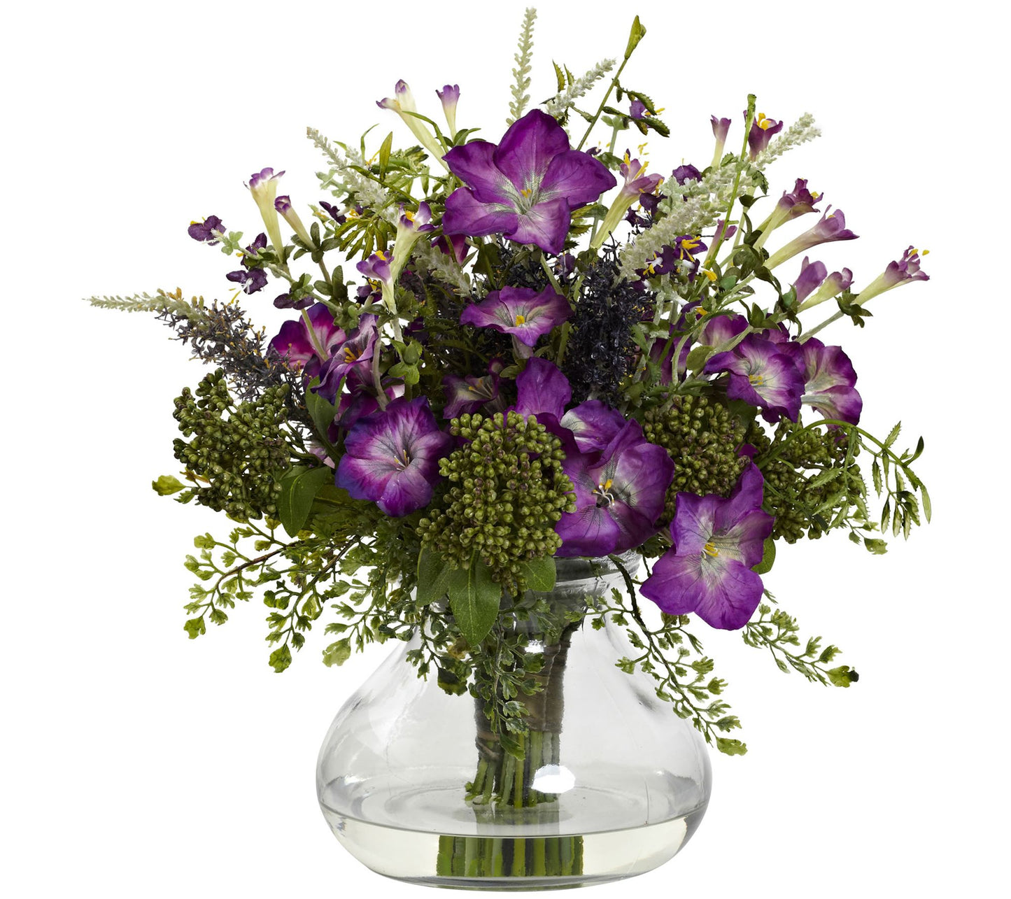 Large Mixed Morning Glory with Vase by Nearly Natural