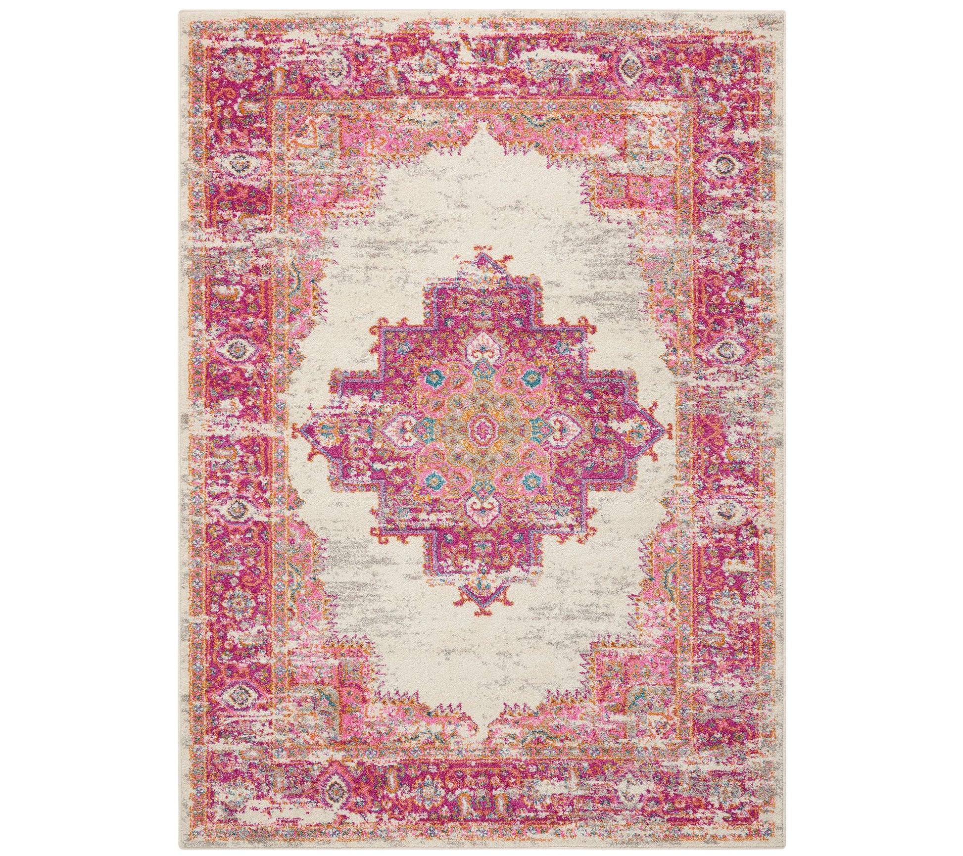 Nourison Passion Ivory/Fuchsia 5'3" x 7'3" AreaRug