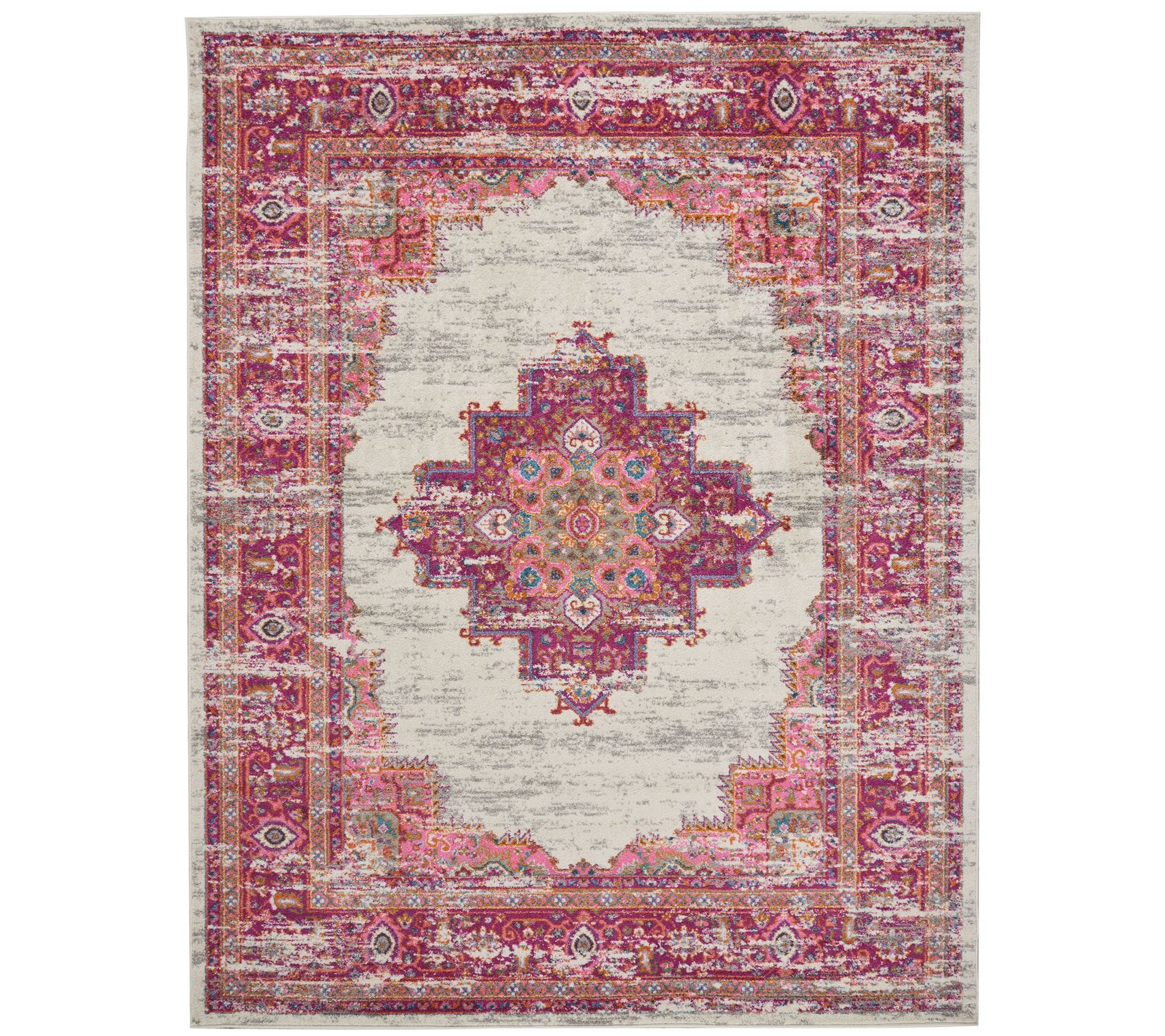 Nourison Passion Ivory/Fuchsia 6'7" x 9'6" AreaRug