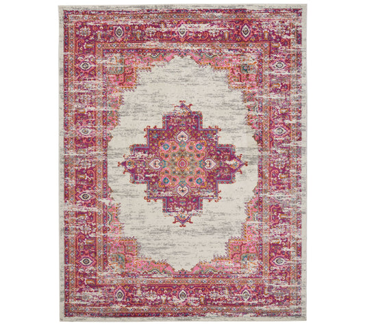 Nourison Passion Ivory/Fuchsia 6'7" x 9'6" AreaRug