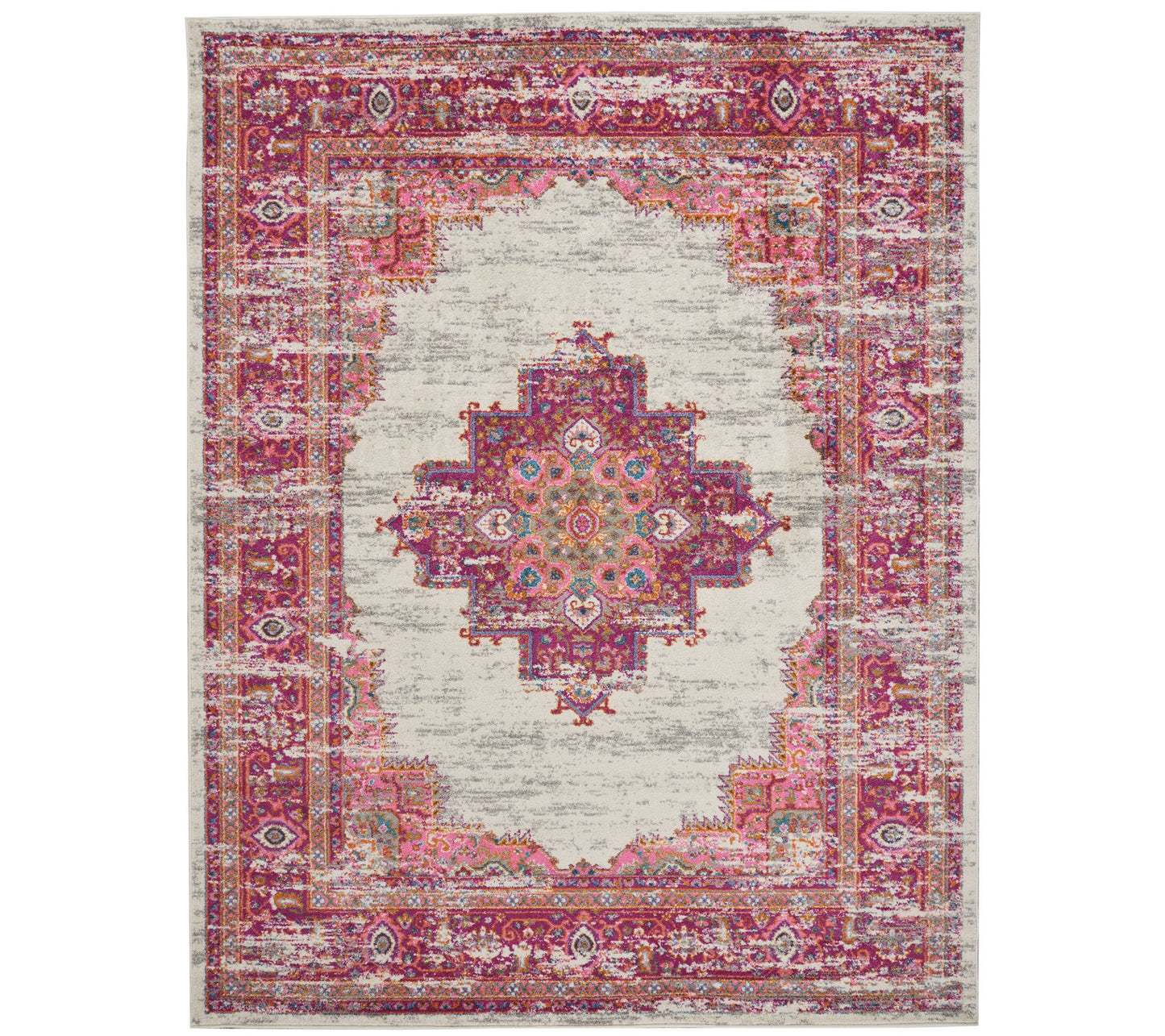Nourison Passion Ivory/Fuchsia 8' x 10' Area Rug