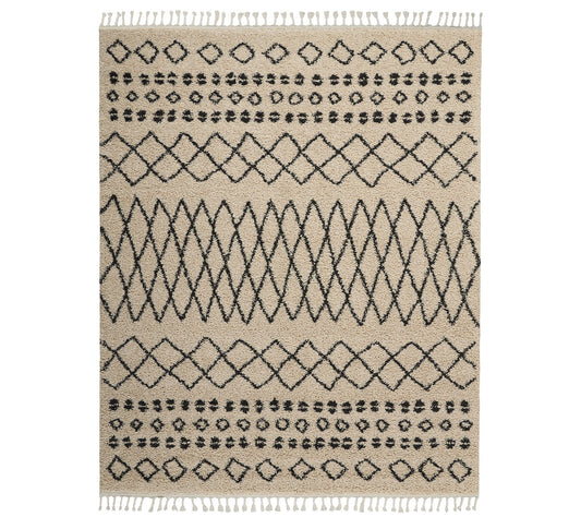 Nourison Moroccan Marrakesh Shag Cream 7'10" x10'6" Area Rug