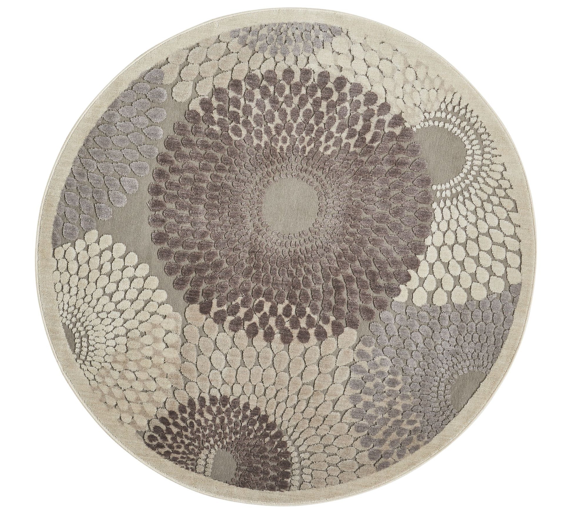 Nourison Graphic Illusions Grey 5'3" Round AreaRug