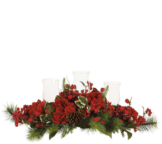 Hydrangea Holiday Candelabrum by Nearly Natural