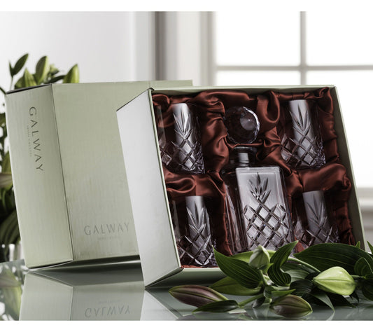 Galway Crystal Renmore Decanter Set of 4 Glasses