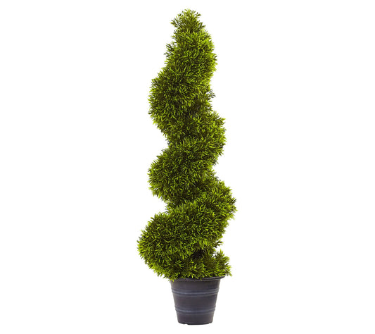 3' Grass Spiral Topiary w/Deco Planter by Nearly Natural
