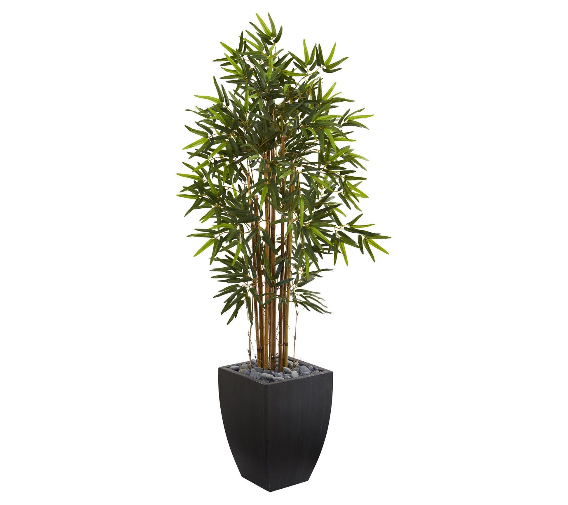 5' Bamboo Tree in Black Wash Planter by Nearly Natural