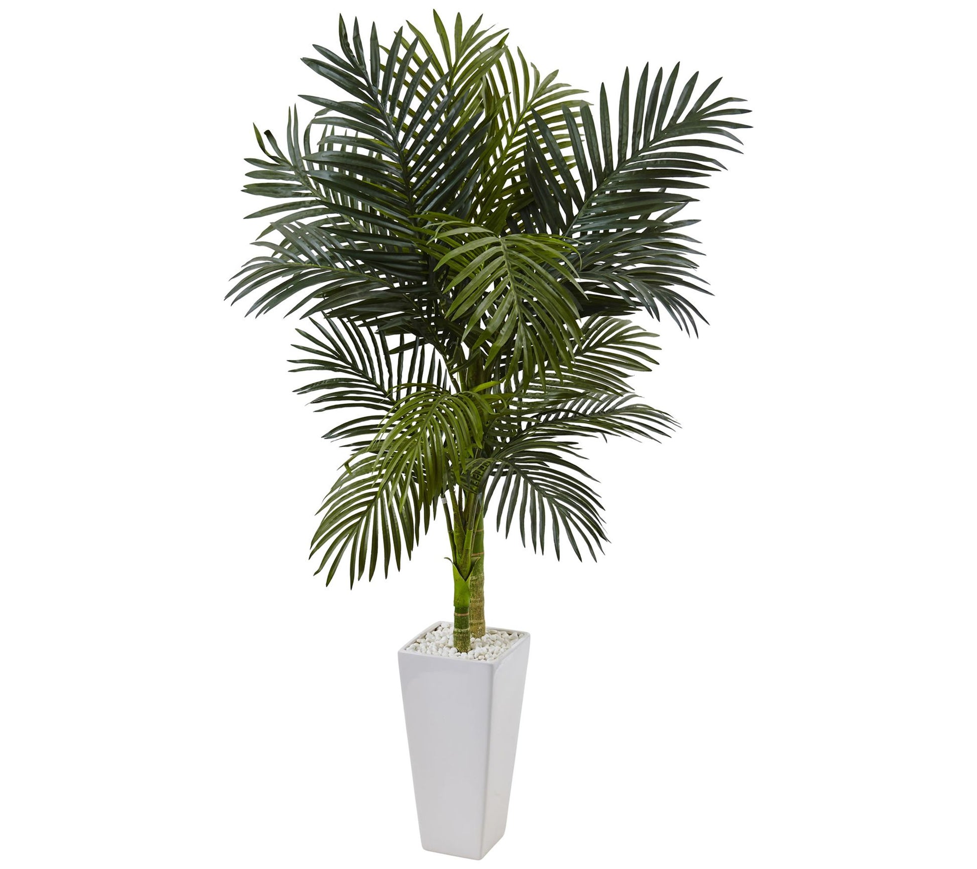 5' Golden Cane Palm Tree in White Planter by Nearly Natural