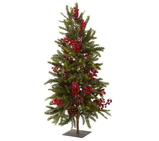 36" Pine & Berry Christmas Tree by Nearly Natural