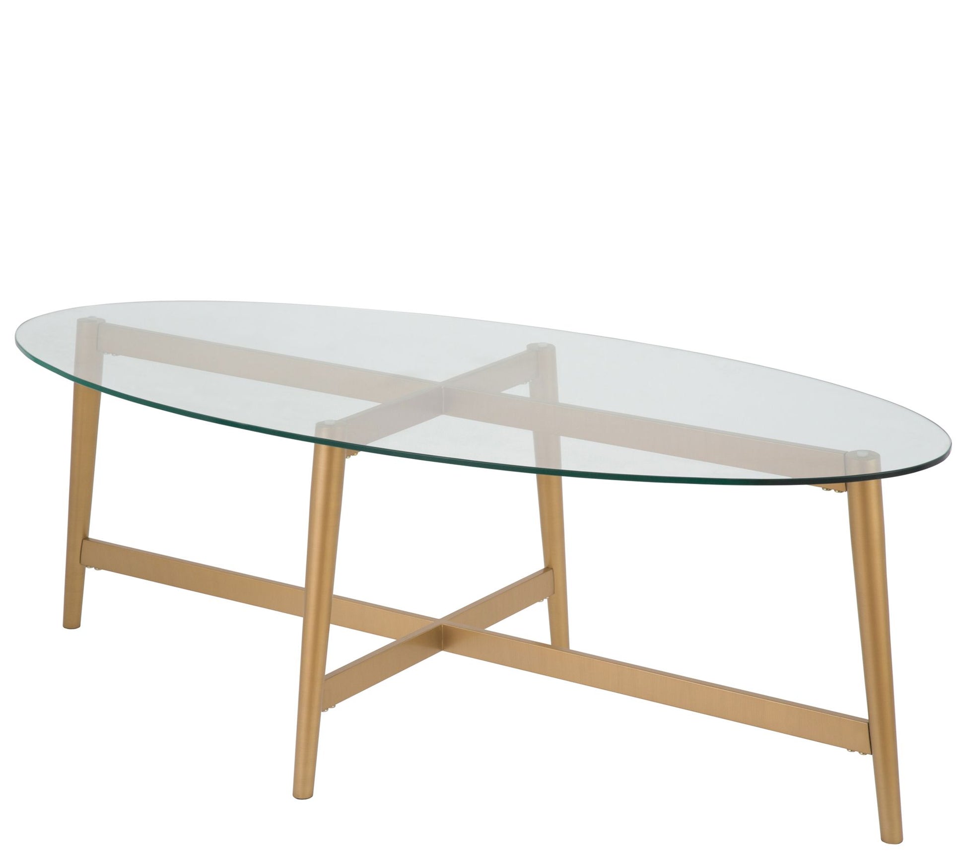 Hudson&Canal Olson Modern Oval Coffee Table W Glass Top
