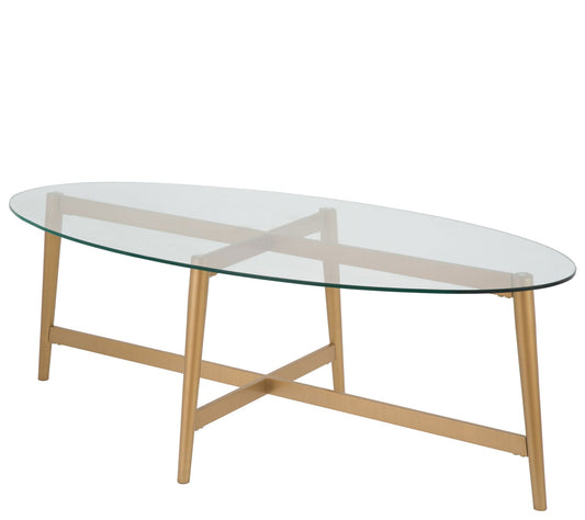 Hudson&Canal Olson Modern Oval Coffee Table W Glass Top