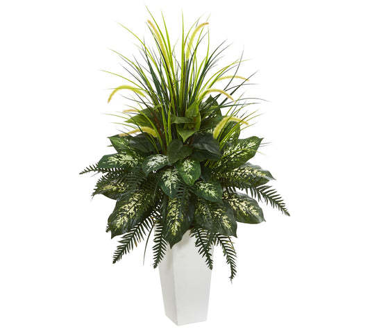 Mixed River Fern Arrangement in Planter by Nearly Natural