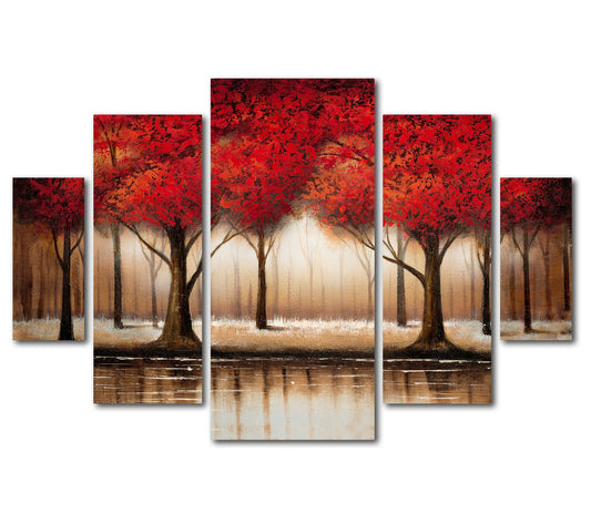 Lavish Home Rio Parade of Red Trees 5-Piece Print