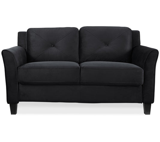 Lukaa Loveseat Upholstered Microfiber Curved Ar ms