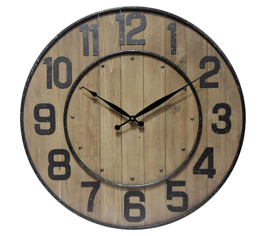 Infinity Instruments Wine Barrel 23" Wooden Large Clock