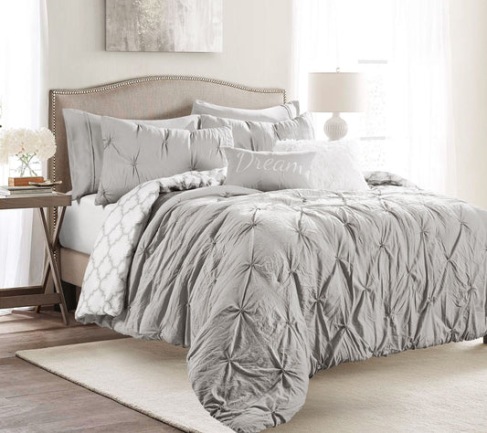 Ravello Pintuck Caroline Geo 7-Piece Full/QueenComforter Set