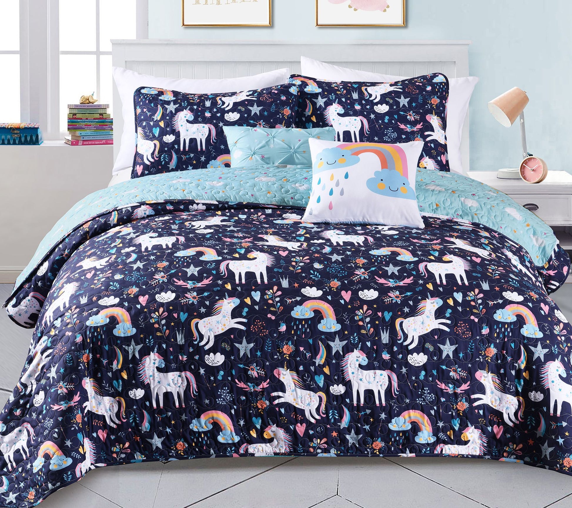 Unicorn Heart 5-Piece Full/Queen Quilt Set by Lush Decor