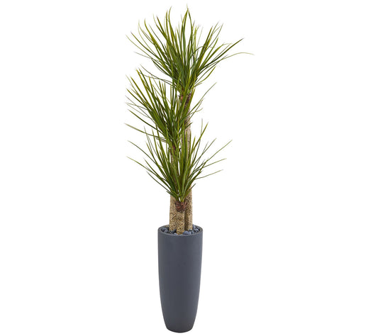 6' Yucca Tree in Bullet Planter by Nearly Natural