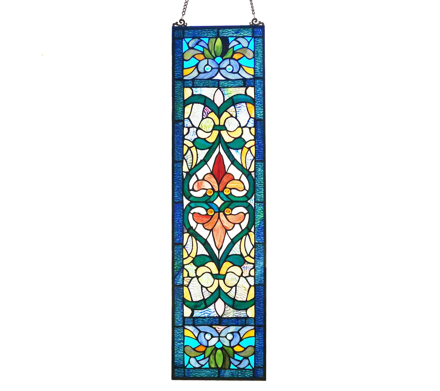 River of Goods 36"H Victorian Stained Glass Window Panel