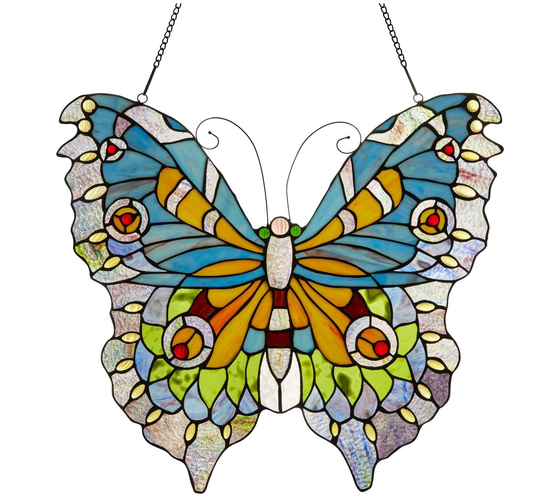 River of Goods 20.5"H Stained Glass Butterfly Window Panel
