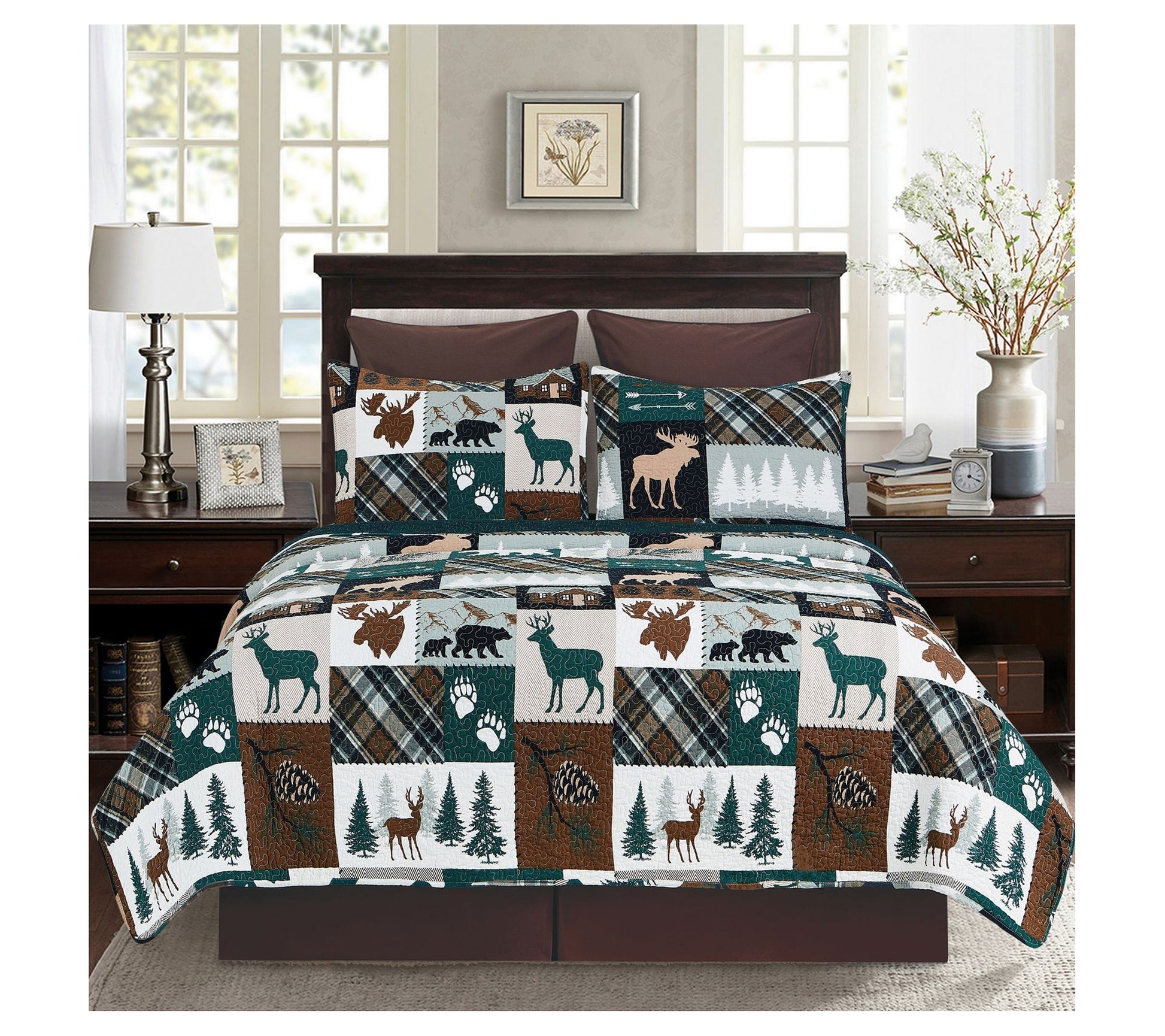 Fletcher Forest 3-Piece Cotton King Quilt Set by Valerie