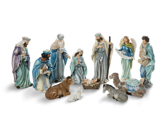 Glitzhome Oversized Deluxe Resin Nativity Figurine Set S/12