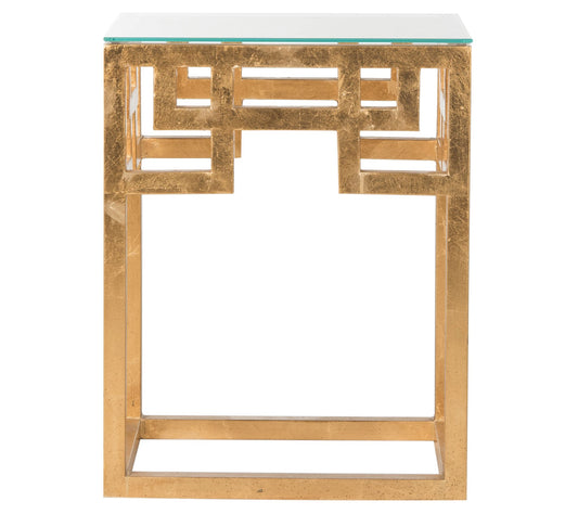 Safavieh Byram Greek Key Glass Top End Table