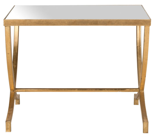 Safavieh Maureen Glass Top Gold Leaf Accent Table