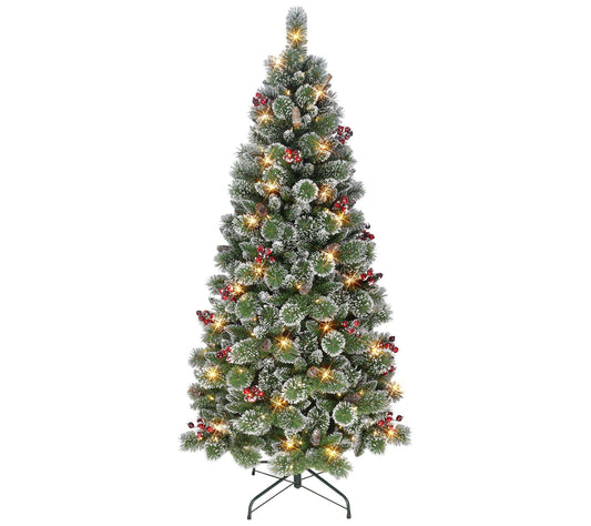 Puleo 6.5' Pre-lit Snowy Valley Pine Tree